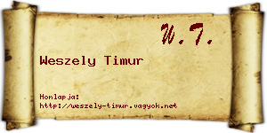 Weszely Timur névjegykártya